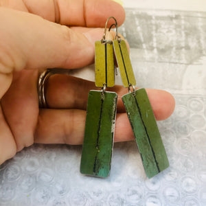Vintage Greens Lid Edges Recycled Tin Earrings