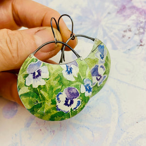 Wild Violets Circles Upcycled Tin Earrings
