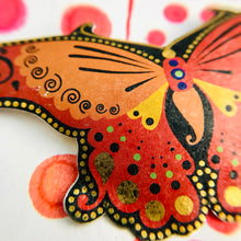 Load image into Gallery viewer, Big Orange Butterfly Upcycled Tin Necklace Tin Anniversary Gift