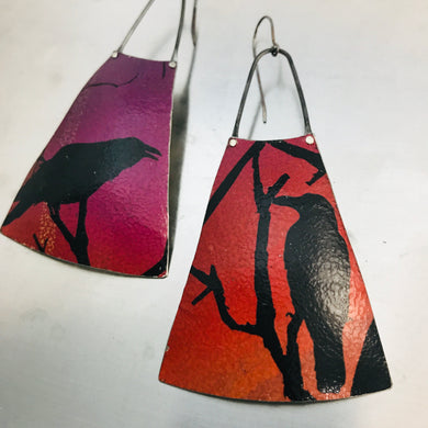 Spooky Halloween Ravens Upcycled Tin Earrings