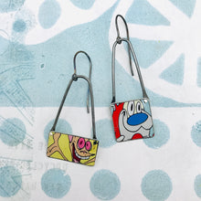Load image into Gallery viewer, Ren &amp; Stimpy Arched Wire Tin Earrings