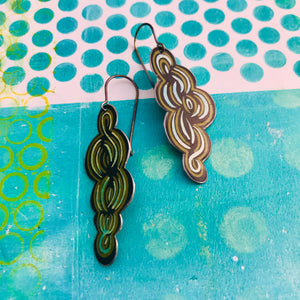 Cool Swirls Small Recycled Tin Earrings