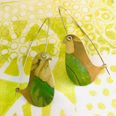 Dogwood Blossoms Birds on a Wire Upcycled Tin Earrings