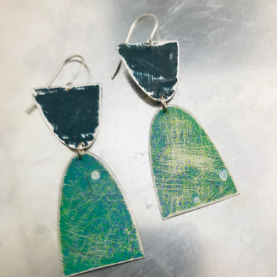 Mod Matte Mixed Teals Arches Zero Waste Tin Earrings