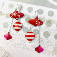 Load image into Gallery viewer, Retro Red &amp; Pink Mod Asterisks Rex Ray Zero Waste Tin Earrings