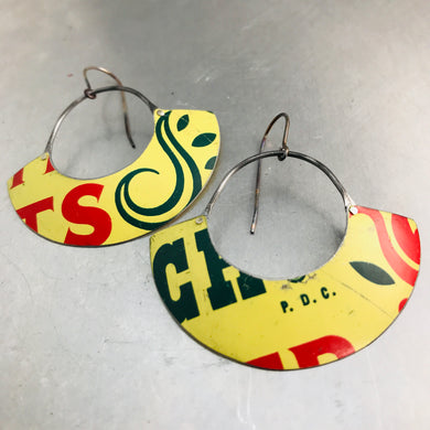 Butter Cookie Half Moon Recycled Tin Earrings 30th Birthday Gift