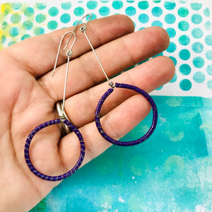 Purple Spiraled Circle Upcycled Earrings