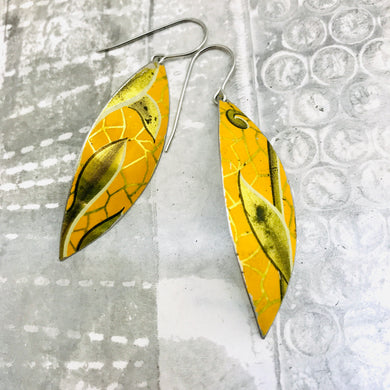 Mango Crackle Little Leaf Shape Tin Earrings