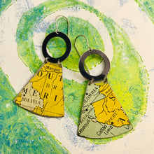 Load image into Gallery viewer, Vintage South America Map Small Fans Zero Waste Tin Earrings