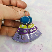 Load image into Gallery viewer, Purple Mandala Sapphire Ovals Small Fans Zero Waste Tin Earrings