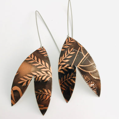 Copper Leaves Double Leaf Upcycled Tin Earrings