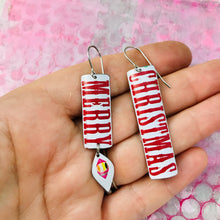 Load image into Gallery viewer, Merry Christmas Long Narrow Tin Earrings