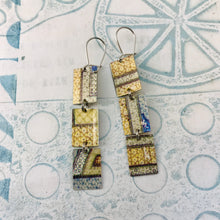 Load image into Gallery viewer, Mixed Islamic Patterns Upcycled Rectangles Tin Earrings