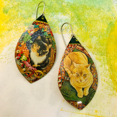 Calico & Tabby Upcycled Long Pod Tin Earrings