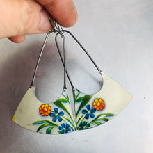 Load image into Gallery viewer, Vintage Flowers on White Recycled Tin Earrings