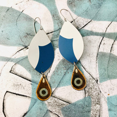White Cloud Upcycled Long Pod Tin Earrings