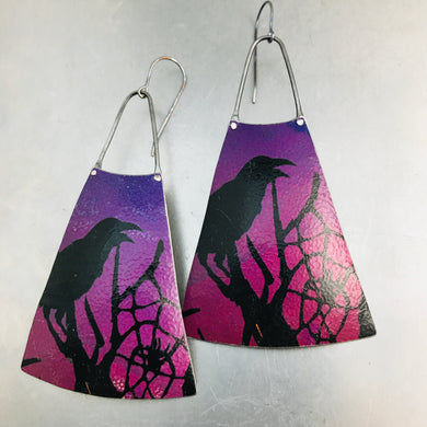 Spooky Halloween Raven Upcycled Tin Earrings