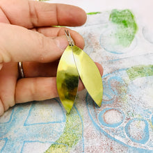 Load image into Gallery viewer, ‘Gold’ Little Leaf Shape Upcycled Tin Earrings
