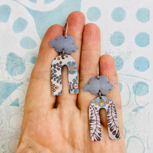 Load image into Gallery viewer, Dusty Lilac Horseshoe &amp; Clouds Tin Earrings