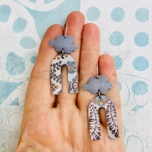 Dusty Lilac Horseshoe & Clouds Tin Earrings