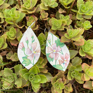 Pale Pink Flowers Upcycled Pod Tin Earrings