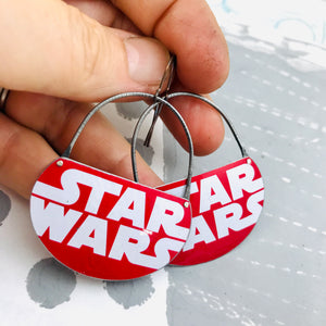 Star Wars Logo on Red Upcycled Tin Earrings