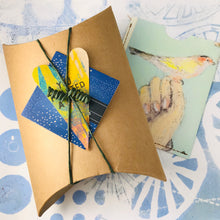 Load image into Gallery viewer, Bright Blue &amp; Long Turquoise Narrow Kites Recycled Tin Earrings