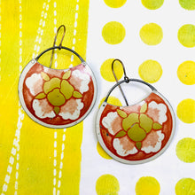 Load image into Gallery viewer, Blossom on Rust Upcycled Tin Earrings