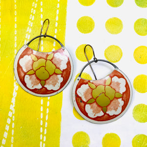 Blossom on Rust Upcycled Tin Earrings