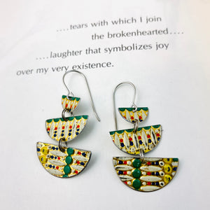 Vintage Mosaic Stacked Moons Earrings