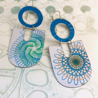 Spirograph Chunky Horseshoes Zero Waste Tin Earrings