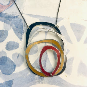 Twilight, Snow, Gold, & Scarlet Scribbles Upcycled Tin Necklace