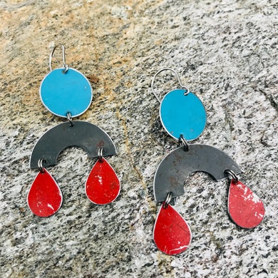 Charcoal Rainbow Charms Tin Earrings