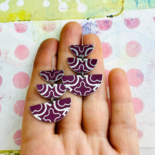 Load image into Gallery viewer, Plum Pattern Stacked Half Moons Earrings