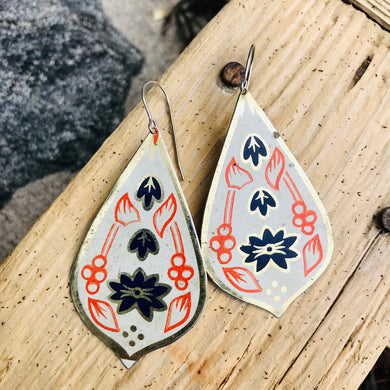 Golden Edge Teardrops Upcycled Tin Earrings