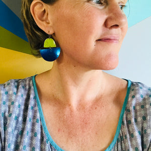 Matte Aqua and Butter Upcycled Tin Boat Earrings