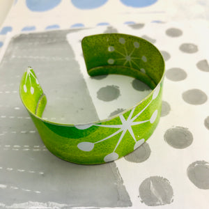 Mod Asterisk on Spring Green Upcycled Tin Cuff