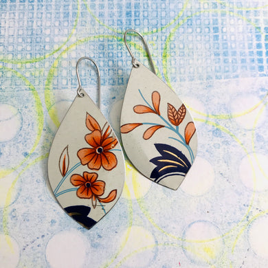 Big Orange Blossoms Upcycled Pod Tin Earrings