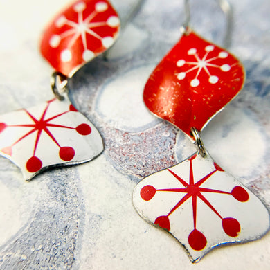 Retro Red Mod Asterisks Rex Ray Zero Waste Tin Earrings