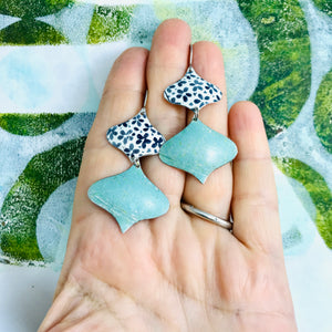 Little Blue Flowers and Pale Aqua Ray Zero Waste Tin Earrings
