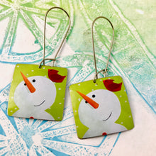 Load image into Gallery viewer, Snowmen &amp; Cardinals Square Upcycled Tin Earrings