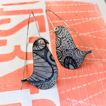 Load image into Gallery viewer, Ink Doodles Birds on a Wire Upcycled Tin Earrings
