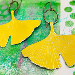 Autumn Gingko Leaves Recycled Tin Earrings