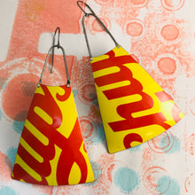 Load image into Gallery viewer, Chupa Chups Red &amp; Yellow Zero Waste Tin Long Fans Earrings