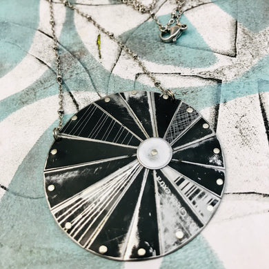 Mostly Black Tin Color Wheel Necklace