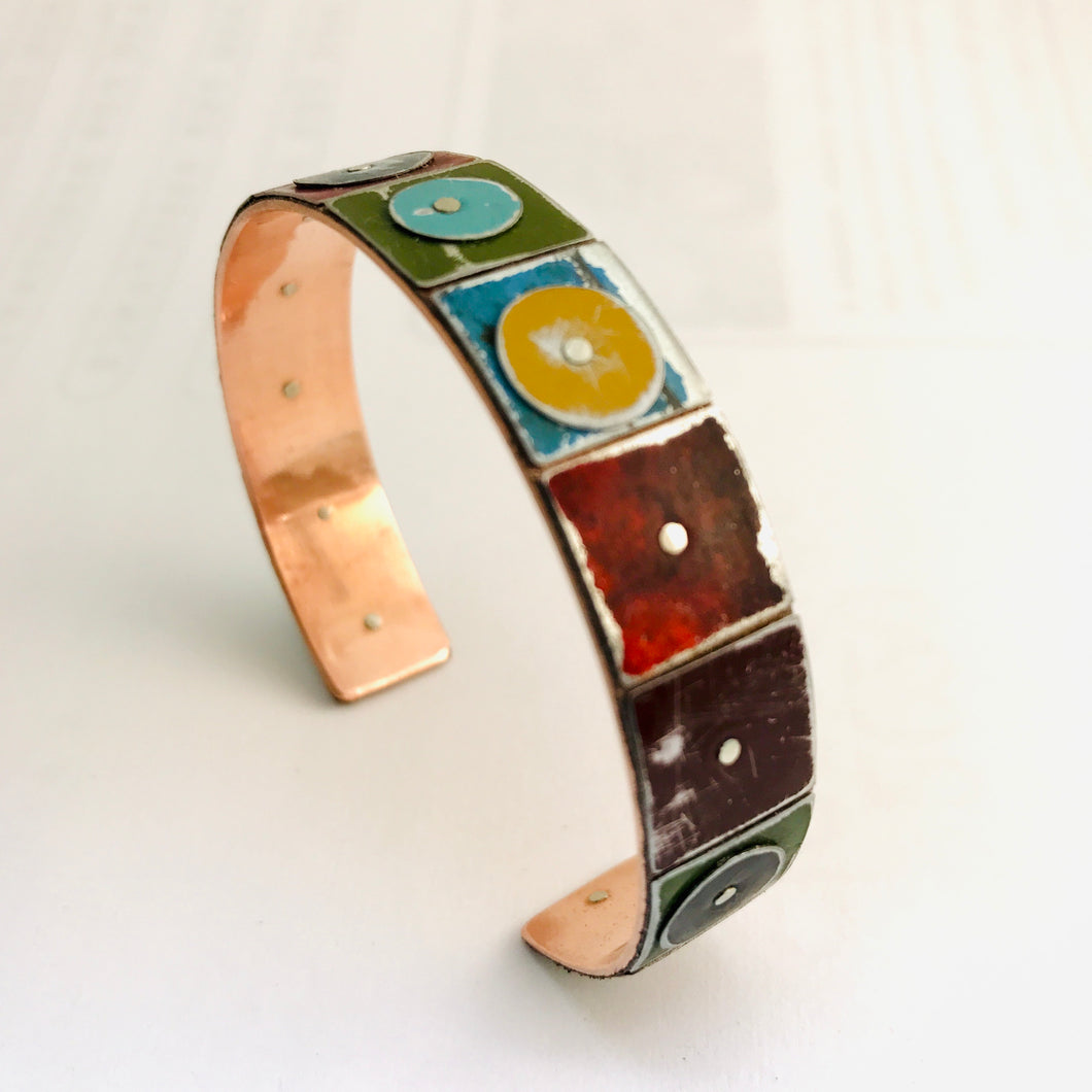 Old Growth Forest Squares Upcycled Tesserae Tin Cuff