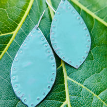 Load image into Gallery viewer, Seafoam Seascape Upcycled Teardrop Tin Earrings