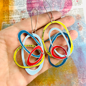 Primary Scribbles Again Upcycled Tin Earrings