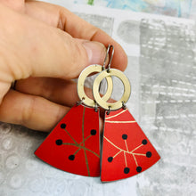 Load image into Gallery viewer, Deep Crimson Mod Berries Small Fans Tin Earrings