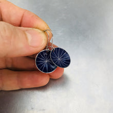 Load image into Gallery viewer, Silver Starburst On Purple Tiny Dot Zero Waste Tin Earrings